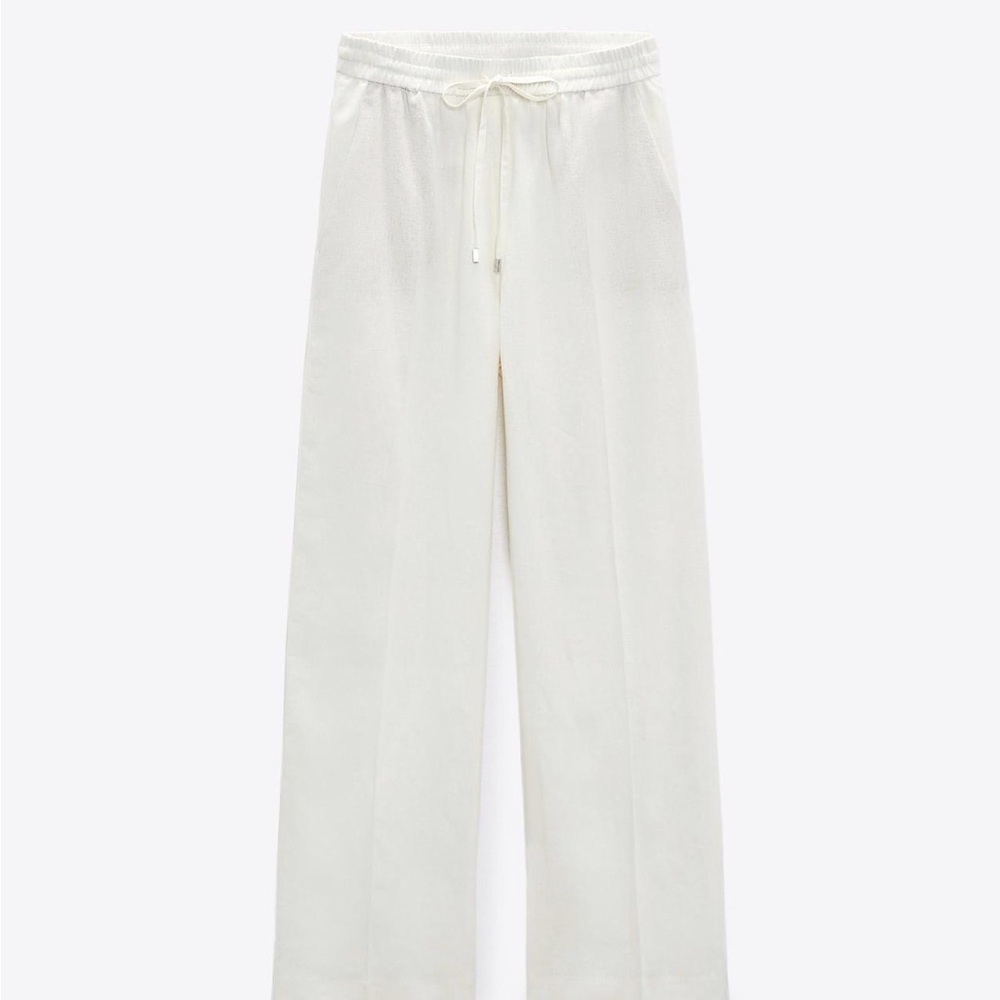 Zara Linen Blend Straight Pants